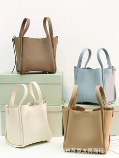 Design leather basket, capacious universal handheld bag