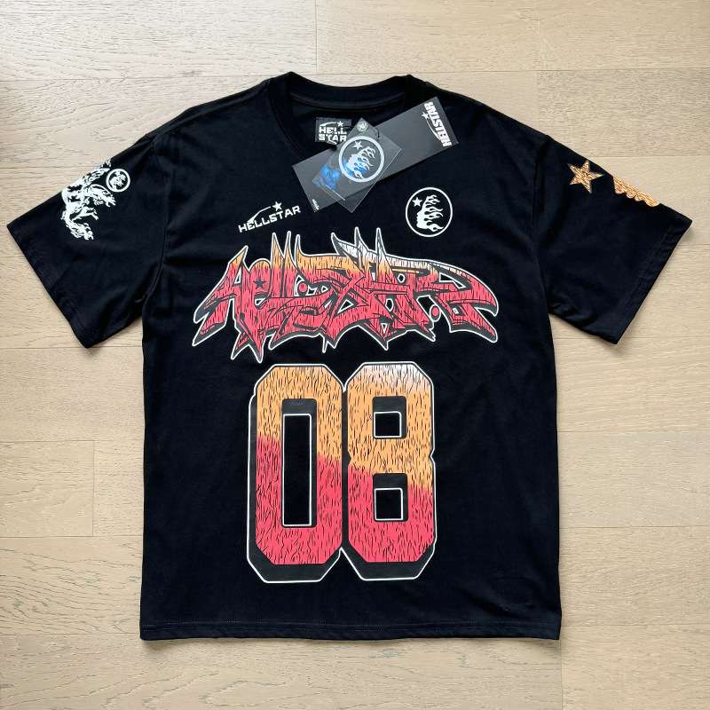 新型美潮Hの星シリーズプリント双紗純綿カジュアル男女夏カジュアルゆったり半袖tシャツ|undefined