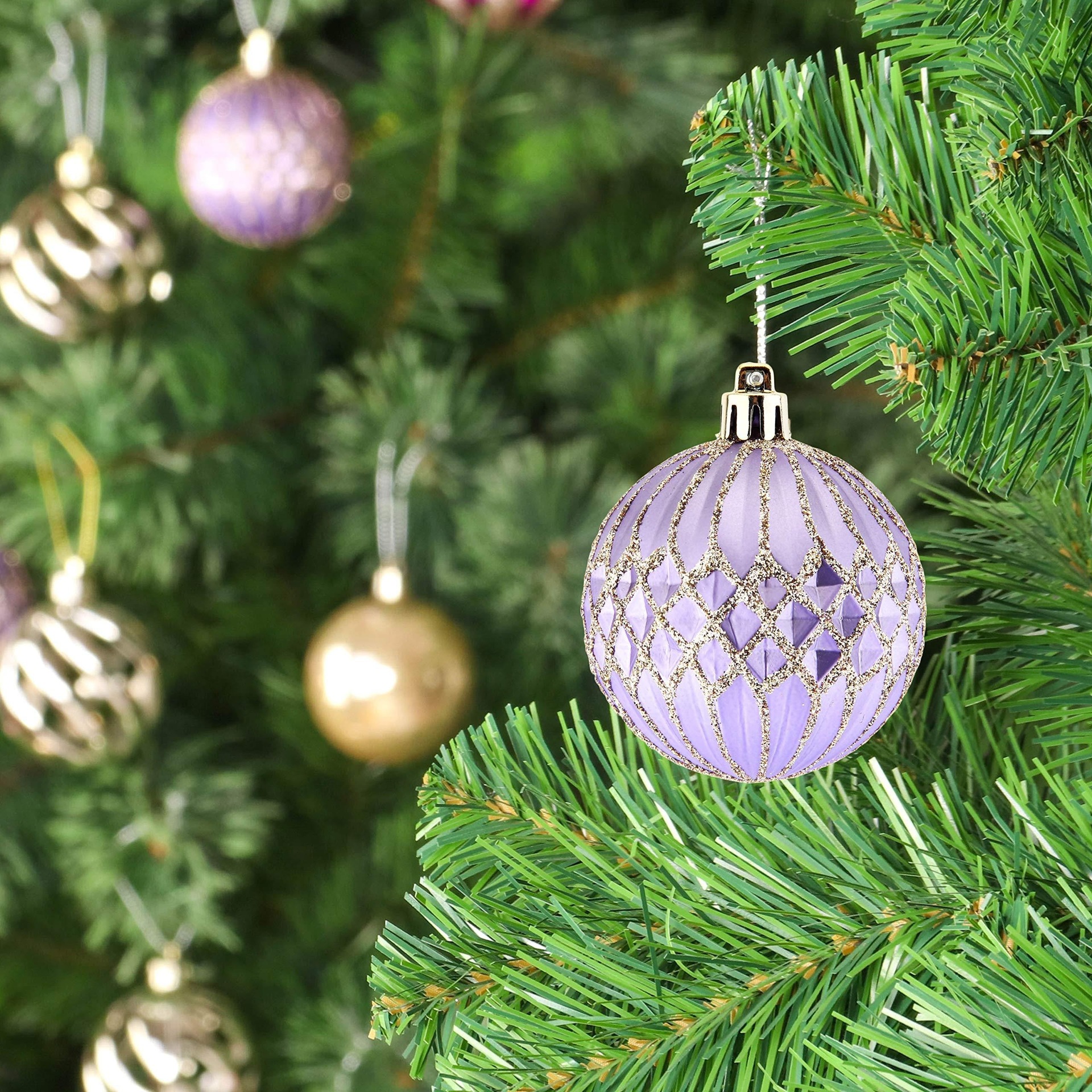 Nueva bola hueca 6cm24pcs púrpura alta lujo bola de Navidad árbol de Navidad colgante bola de decoración de Navidad