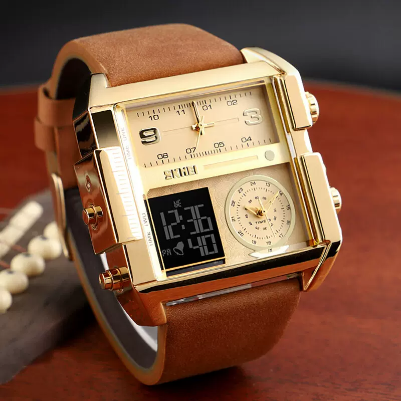 时刻美多功能男士手表男款三机芯电子手表防水东南亚爆款石英表男