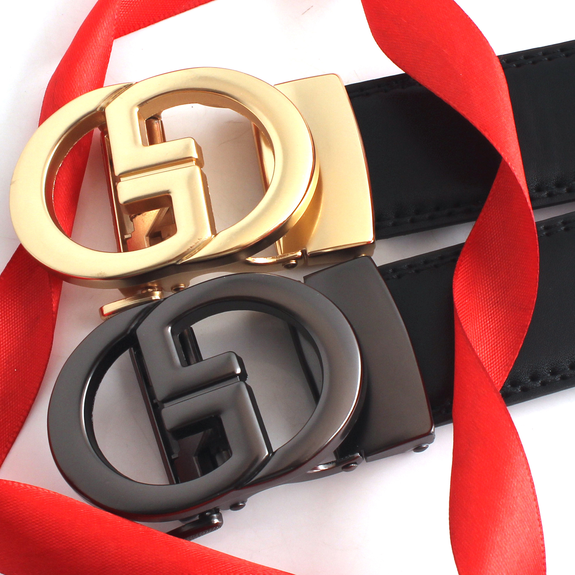 Men's Automatic Belt With Letter Buckle, Cowhide Leather Belt_voghion.com