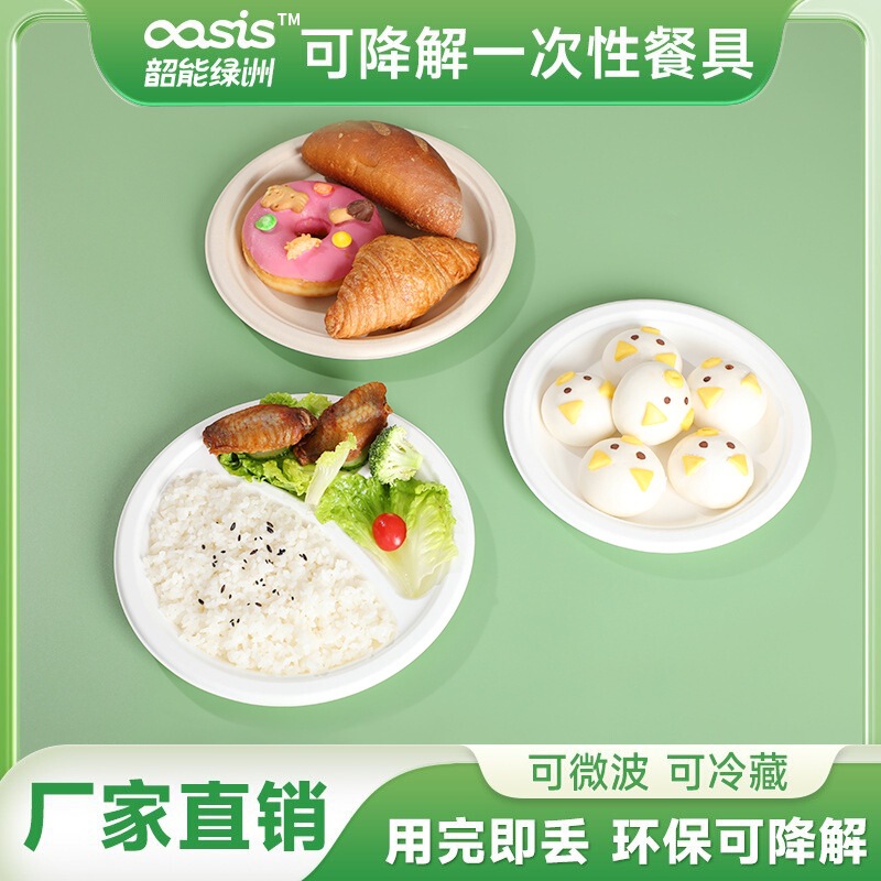 Shaolv Factory Wholesale Sugarcane Pulp Bamboo Pulp Disposable Environmentally Friendly Tableware 6.75 Disc Biodegradable Compostable Paper Plate
