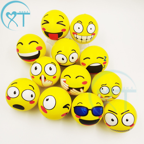 Cross-border wholesale PU foam balls 63mm solid new cartoon face stress balls for children's toys sponge stress ball