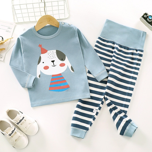 Children's Underwear Set Pure Cotton High Waist Autumn New Baby Set Home Clothes Baby Belly Protective Pants Children's Clothing Wholesale