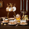 美道 欧式下午茶茶具套装 客厅家用玻璃花茶壶蜡烛加热骨瓷花茶杯|ru