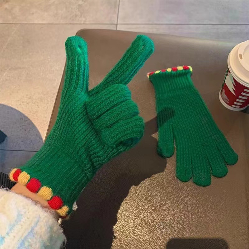 Guantes de moda de punto de lana mujeres invierno lindo ciclismo cálido rocío dos dedos hombres y mujeres parejas guantes de año nuevo estudiante