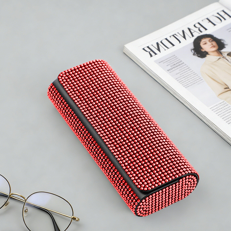 New Style Diamond-Encrusted Double Oval Glasses Case with a High-End Feel, Portable Anti-Pressure Sunglasses Case, Myopia Glasses Storage Box Wholesale