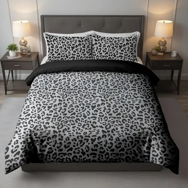 TEMU / JIT Fashion Leopard Pattern 3D Digital Printed Colchón Colchón Kit de cama