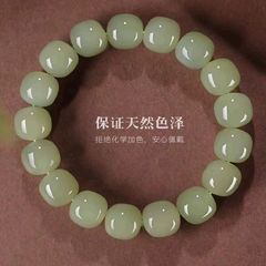 天然本物の新疆忠実なホータン翡翠ビーズ翡翠ブレスレット湖水晴れ水男性と女性の古いビーズバレル