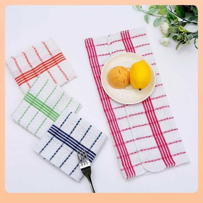 ✅ Полотенце для мытья посуды из хлопка в полоску, впитывающее вафельное полотенце, универсальное бытовое полотенце, вафельное полотенце для протирки.