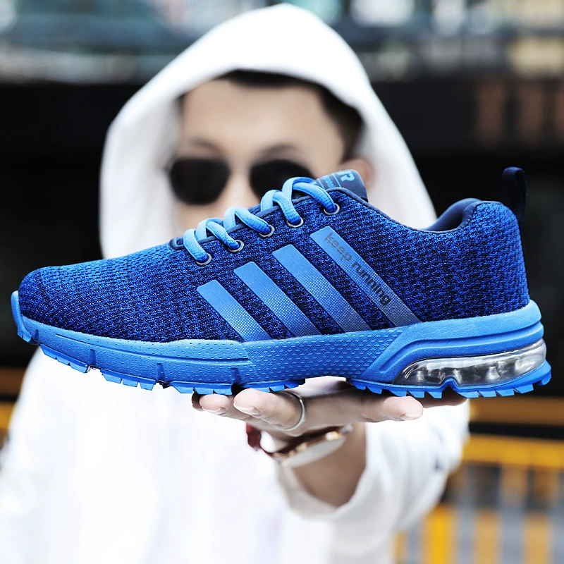 Лето 2024, мужская обувь, обувь на воздушной подушке, вязаная спортивная обувь, повседневная трансграничная модная обувь большого размера, мужские осенние кроссовки, дышащие