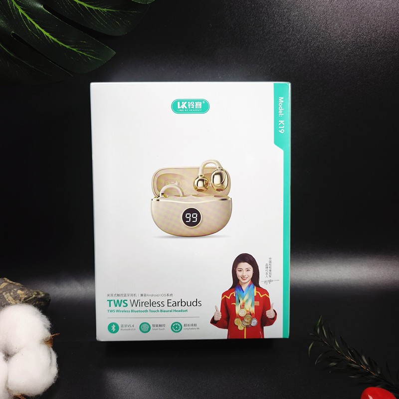 Los auriculares Bluetooth de la pinza auricular de lingke no pueden mostrar el número de auriculares. la cápsula espacial transparente de conducción auricular tiene un bajo pesado en Stock.