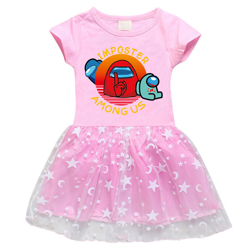 2023 New European and American Girls Cotton Dress 3D Printed Cartoon Star Moon Mesh Short Sleeve Princess Dress 2023 New European and American Girls Cotton Dress 3D Printed Cartoon Star Moon Mesh Short Sleeve Princess Dress