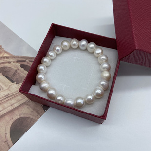High-Quality Elastic Thread Elastic Bracelet Natural Freshwater Pearl Bracelet Nearly Round Strong Light 2024 New Retro Elegant