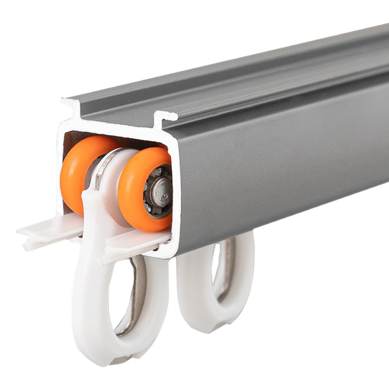 Aleación de aluminio engrosada pista de la cortina al por mayor barra de la cortina Accesorios de varilla romana Mute doble diapositiva pista de la cortina