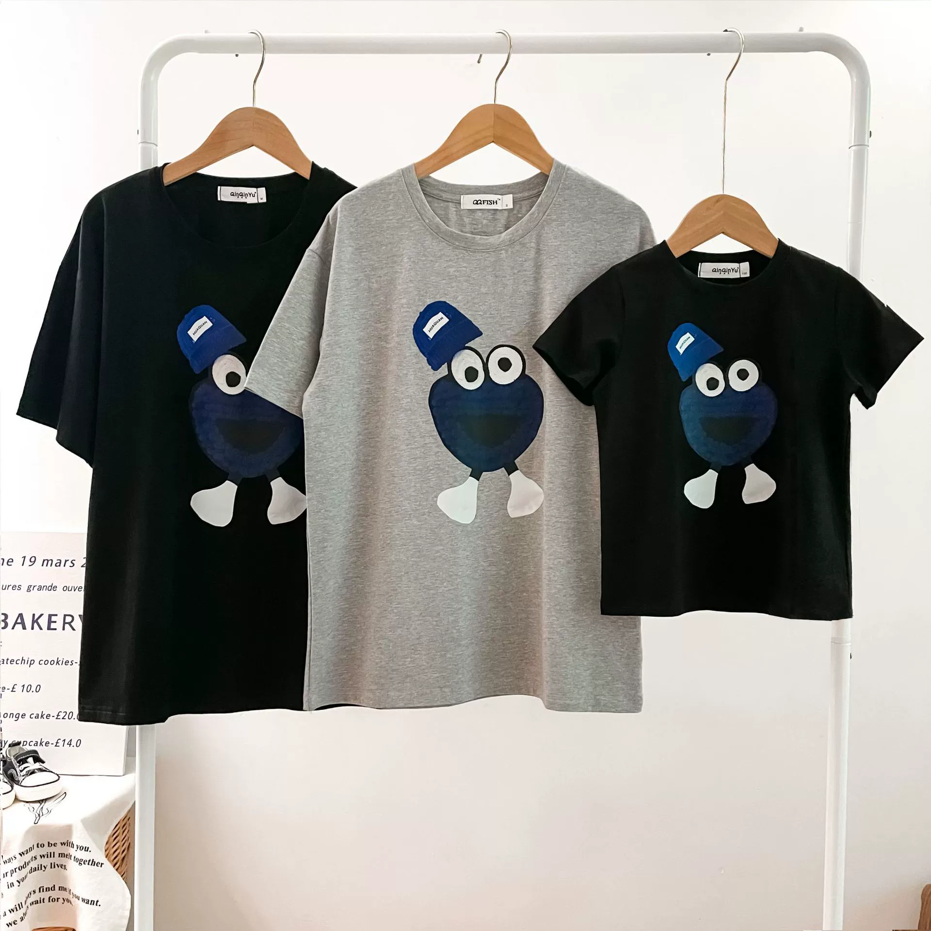Список в стиле Net Red Фри Street Big Eye Frog Parent - детская летняя семейная футболка для мамы и дочери