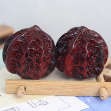 紫檀木核桃手把件三菱核桃木制工艺品摆件把玩檀木核桃手捻按摩