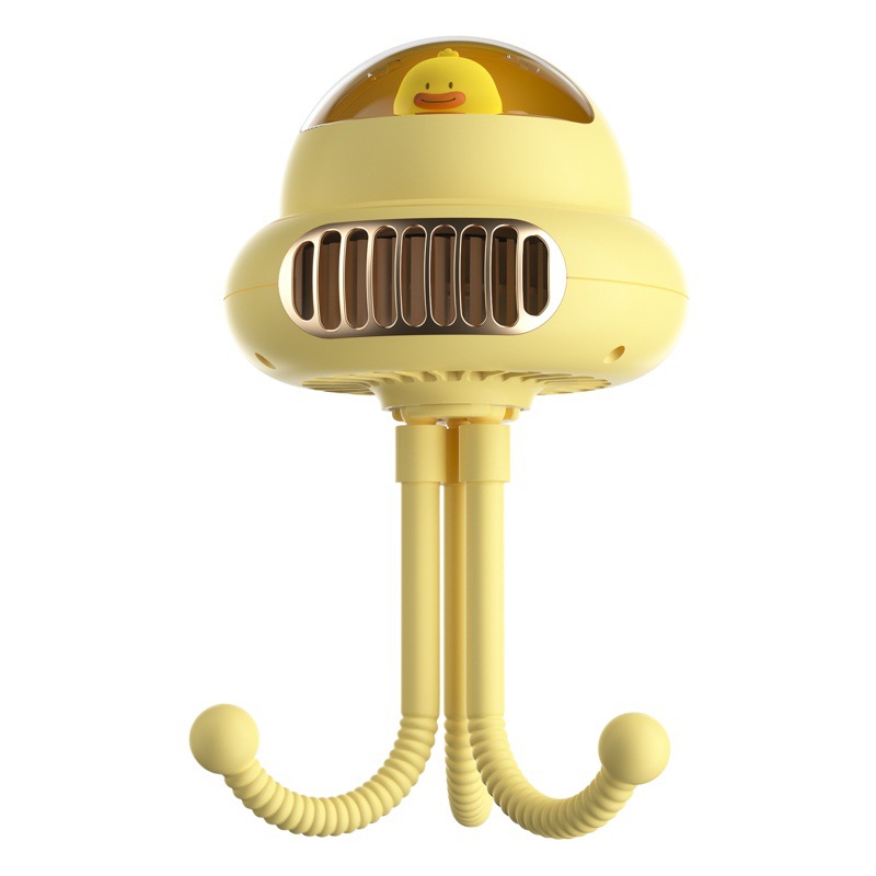 Nuevo ventilador de cochecito de bebé pulpo de dibujos animados con música para sacudir la cabeza ventilador de escritorio de carga USB pequeño ventilador con luz