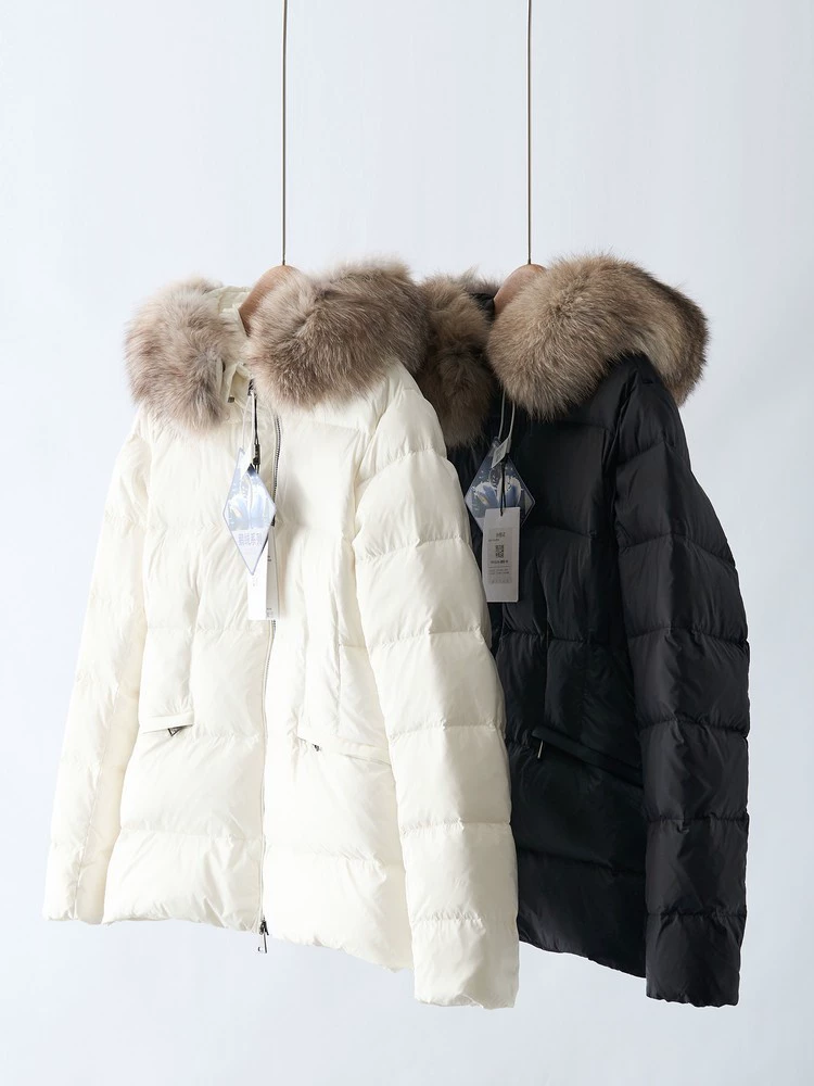 Velvet short down jacket, fitted brace, goose down