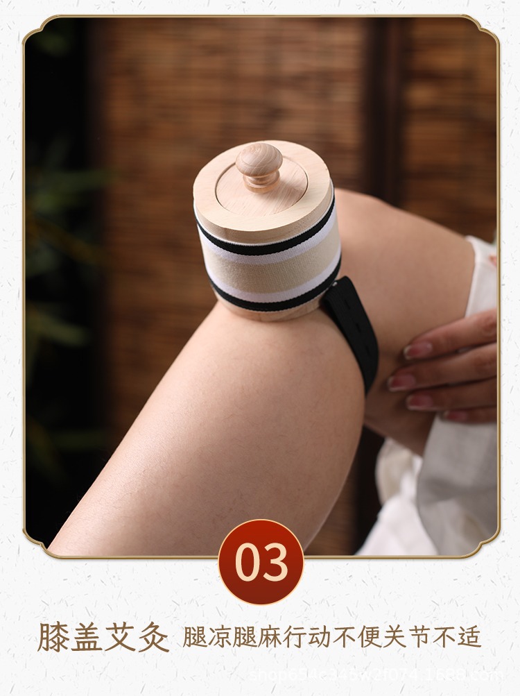 Smokeless Moxibustion Box Portable Moxa Warmer Set with Straps for Home Warming Therapy in use