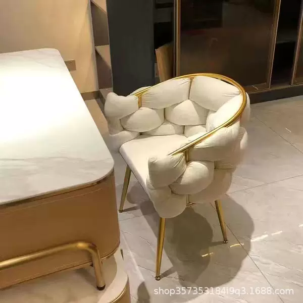 Cross-border wholesale makeup chair girls bedroom high-end princess cream wind stool backrest high color value net red nail art