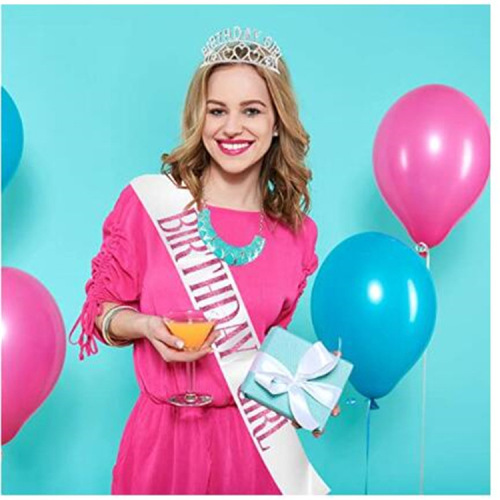 Shimmering Diamond Birthday Crown BIRTHDAY GIRL Party Decor Crown Headband Ballroom Shoulder Headpiece Set