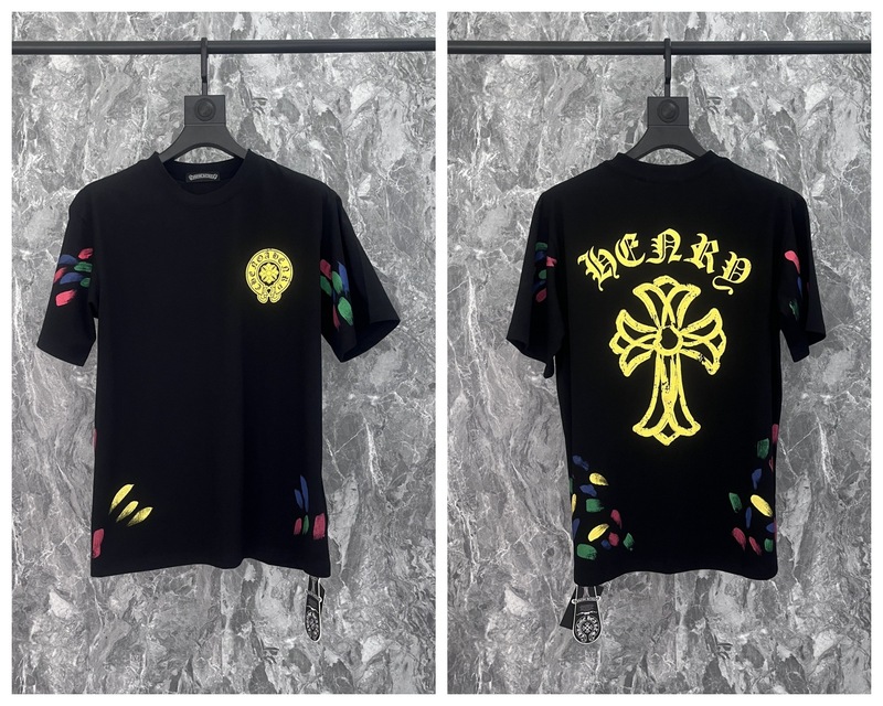 24クロスボーダートレンディブランドCh Crow*Horseshoe SanskritラウンドネックTシャツ半袖万能男女Tシャツスポット卸売|undefined
