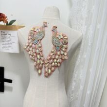 珠绣银孔雀花贴 婚纱礼服秀禾米珠亮片珍珠辅料DIY 新品上市