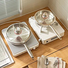 ステンレス製平底鍋、コーティングなし、316L、家庭用ノンスティック鍋、厚め、電磁調理器専用、ステーキや卵焼き用フライパン
