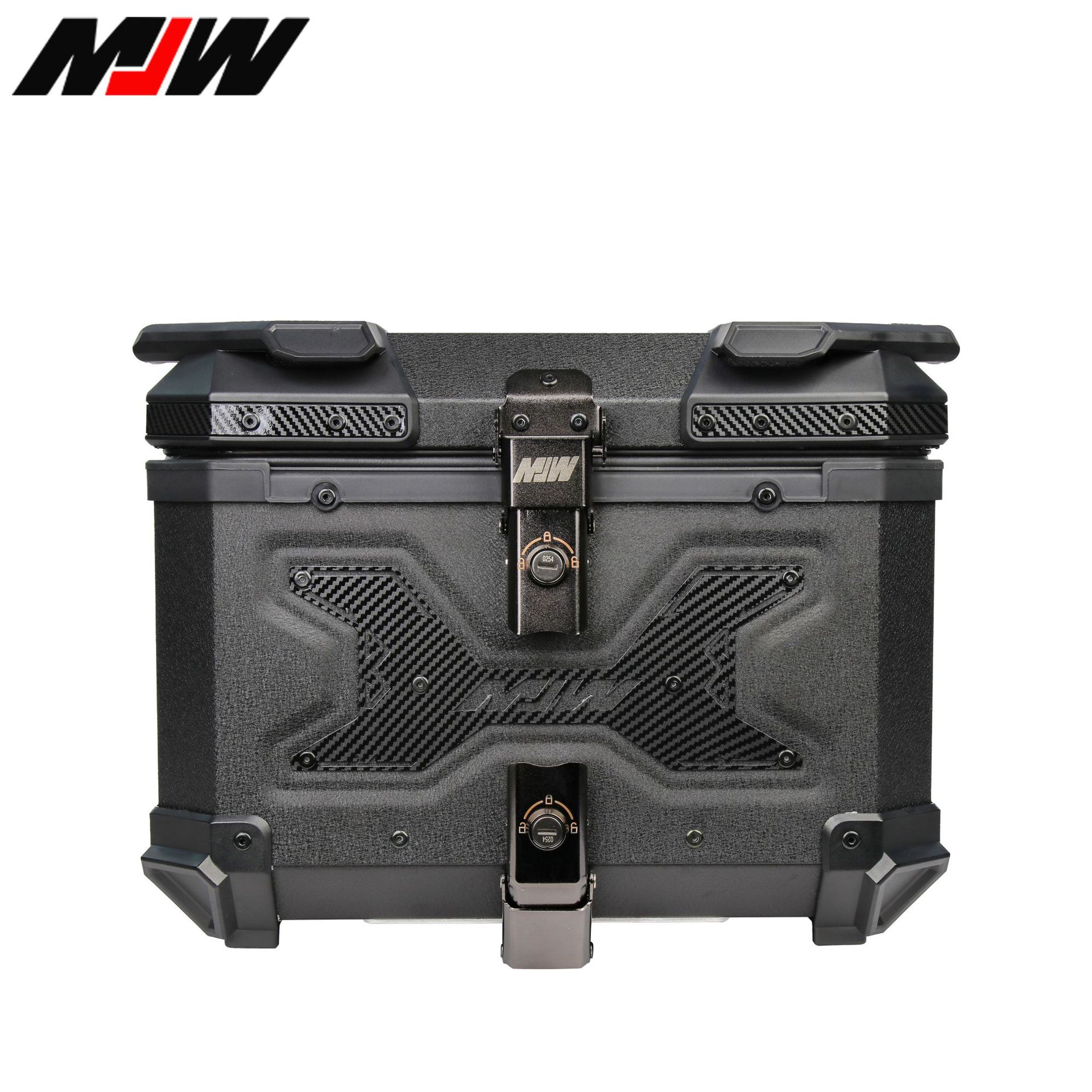 45L motocicleta de aleación de aluminio impermeable estampado negro caja trasera noveno ternero caída caja trasera coche eléctrico maletero