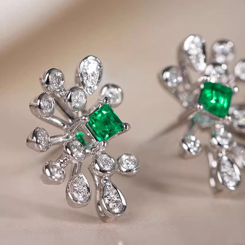 Copper Ear Needle Material Zircon Inlay Material 1 Pair Elegant Glam Luxurious Water Droplets Copper Zircon Ear Studs