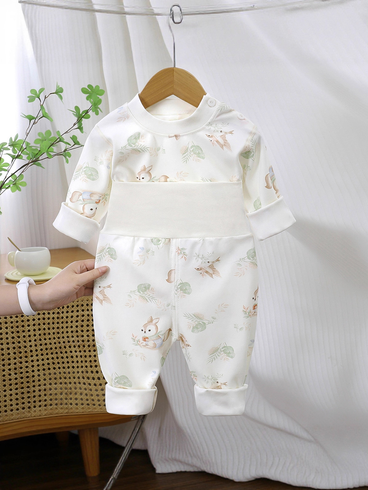 Baby split set de ropa de invierno caliente cintura alta abdomen pantalones de dormir abrigo de otoño bebé abrigo caliente abrigo de otoño