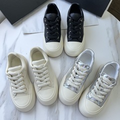 香*家无标厚底圆头牛皮老爹鞋大头饼干鞋面包小白鞋时尚女休闲鞋