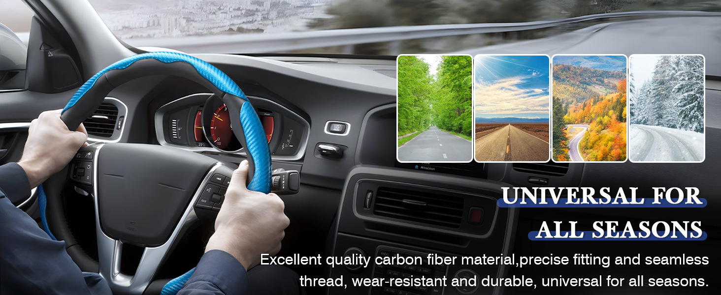 Cross-border car carbon fiber steering wheel cover three-piece non-slip wear-resistant butterfly wing design sports wind buckle