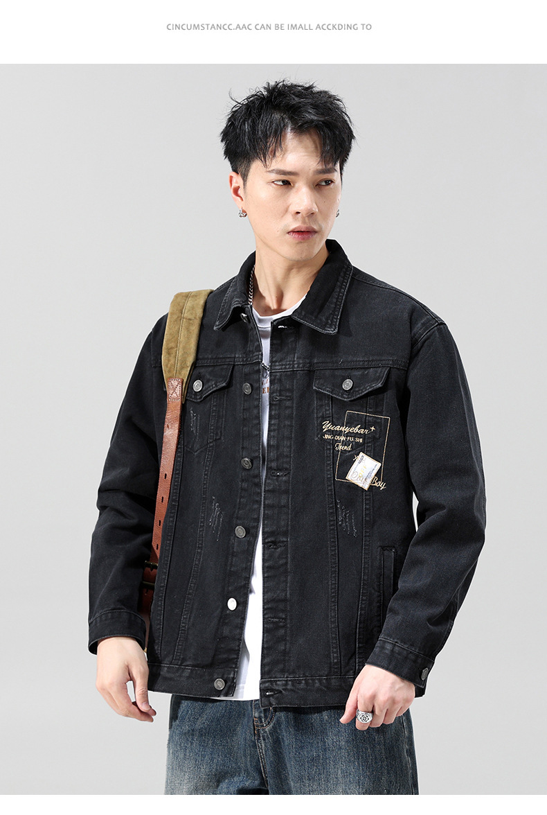 Men's Denim Jacket For Men Korean Style Trendy Workwear Spring_voghion.com