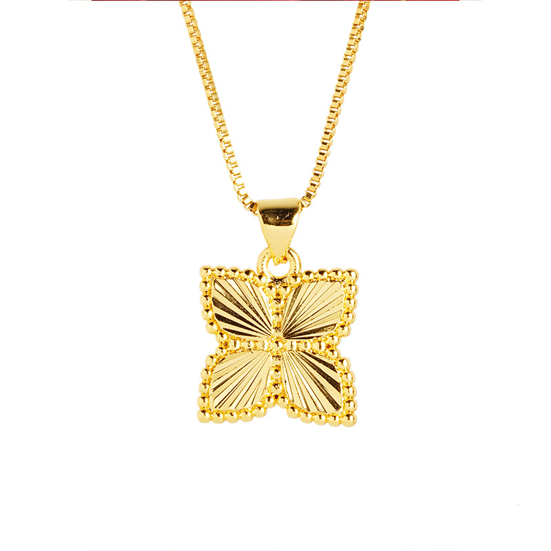 Oro trébol de cuatro hojas colgante antiguo chapado en oro de la flor de las mujeres elegante todo partido transmisión en vivo caliente suministro al por mayor Yiwu