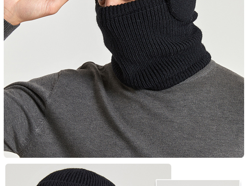 9148 Winter warme oorbescherming nekset plus pluche wollen gebreide herenmuts_voghion.com