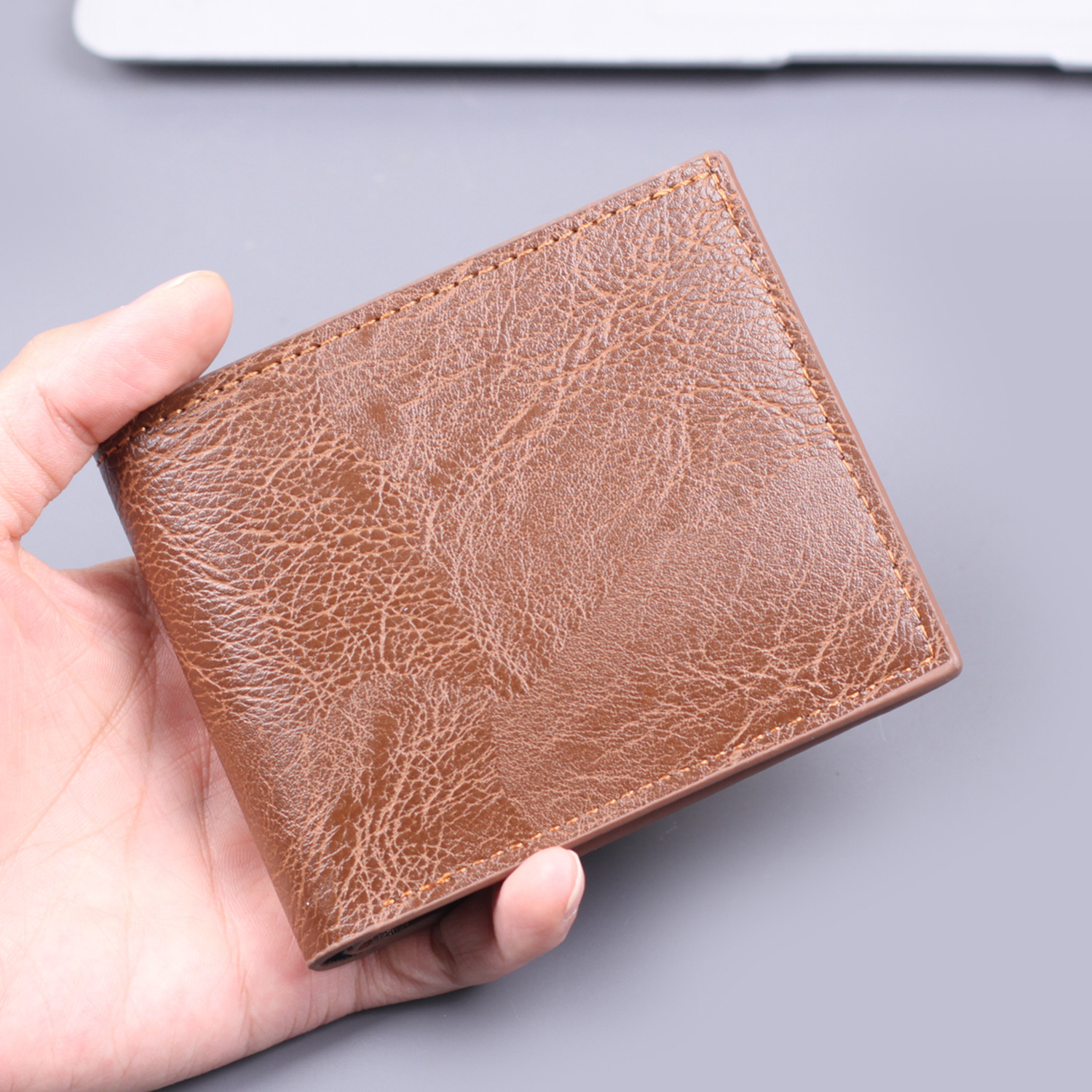 Cartera horizontal de hombre, cartera corta de hombre, cartera retro sin logotipo, fábrica de venta en caliente transfronteriza