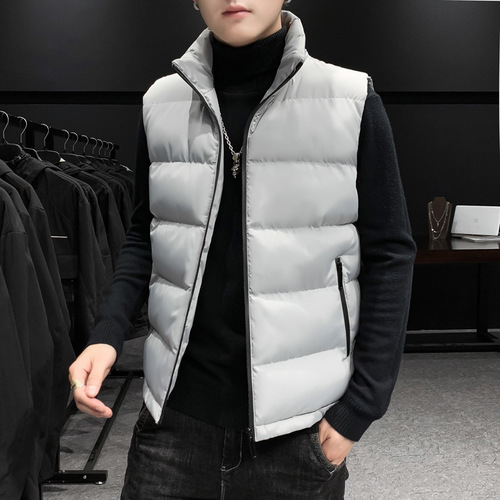 Casual Men's Vest New Autumn Stand Collar Solid Color Fashion Sports Slim Fit Sleeveless Youth Solid Color Korean Style Jacket