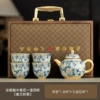 Blue and white flavored tea, teapot, set, gift box in gift box, 5 pieces