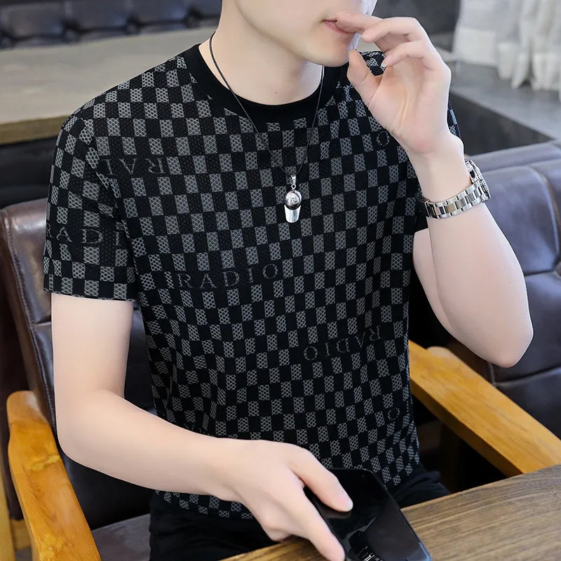 Ice Silk Short-sleeved T-shirt Trendy Brand Men's Casual Fashion Clothes Round Neck Men's Summer Printed Trendy T-shirt Top Ice Silk Short-sleeved T-shirt Trendy Brand Men's Casual Fashion Clothes Round Neck Men's Summer Printed Trendy T-shirt Top