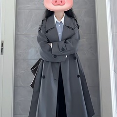 超好看灰色风衣外套女中长款2025早秋新款韩系小个子高级翻领大衣