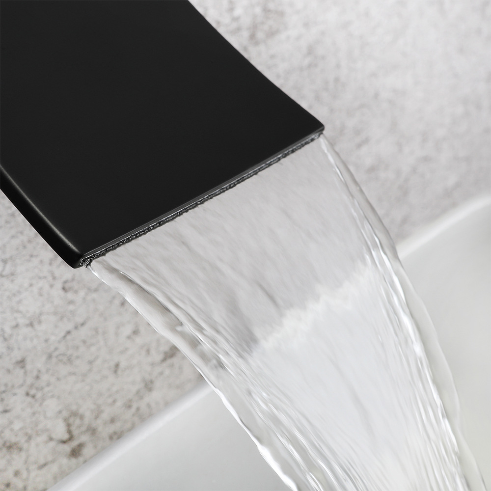 Cross-border brass washbasin faucet waterfall water outlet single, cold and hot mixed water is concealed in the wall-mounted bathroom countertop basin undefined