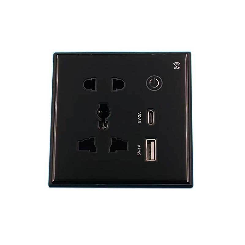 Factory Direct Sale WiFi Doodle Smart Glass Panel Socket Phone Remote 86 Type-C + USB Touch