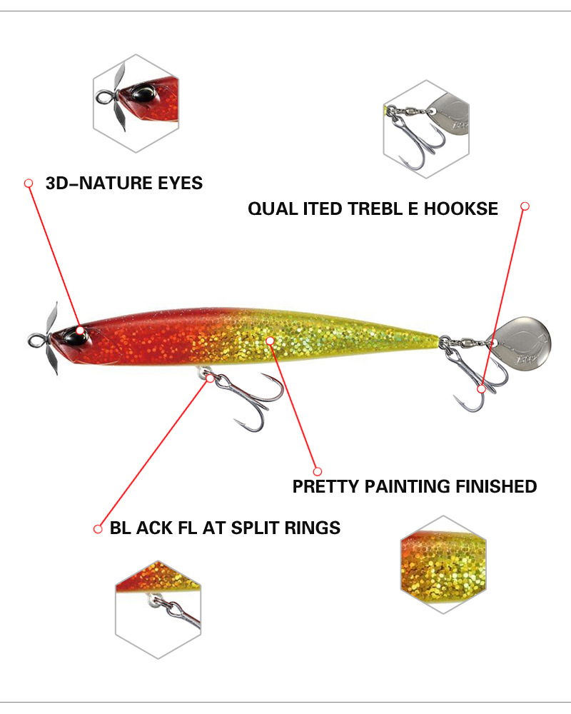 Crazy Shad Spinning Topwater Fishing Lure  Devil's Horse Propeller Topwater Fishing Lure