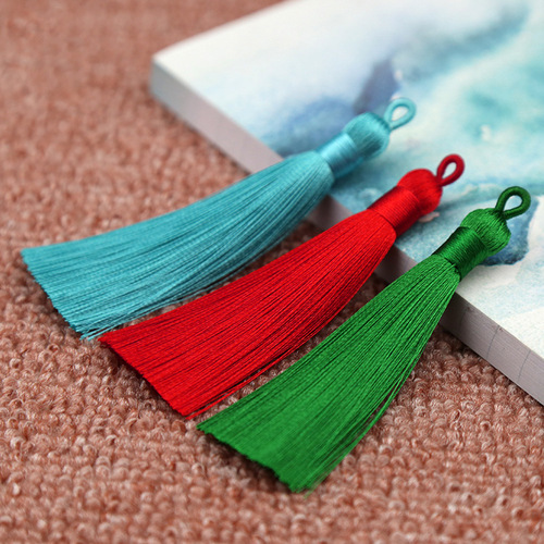 8cm hoop tassel tassel Chinese knot bookmark fan hanging tassel polyester artificial ice silk coil DIY small tassel tassel