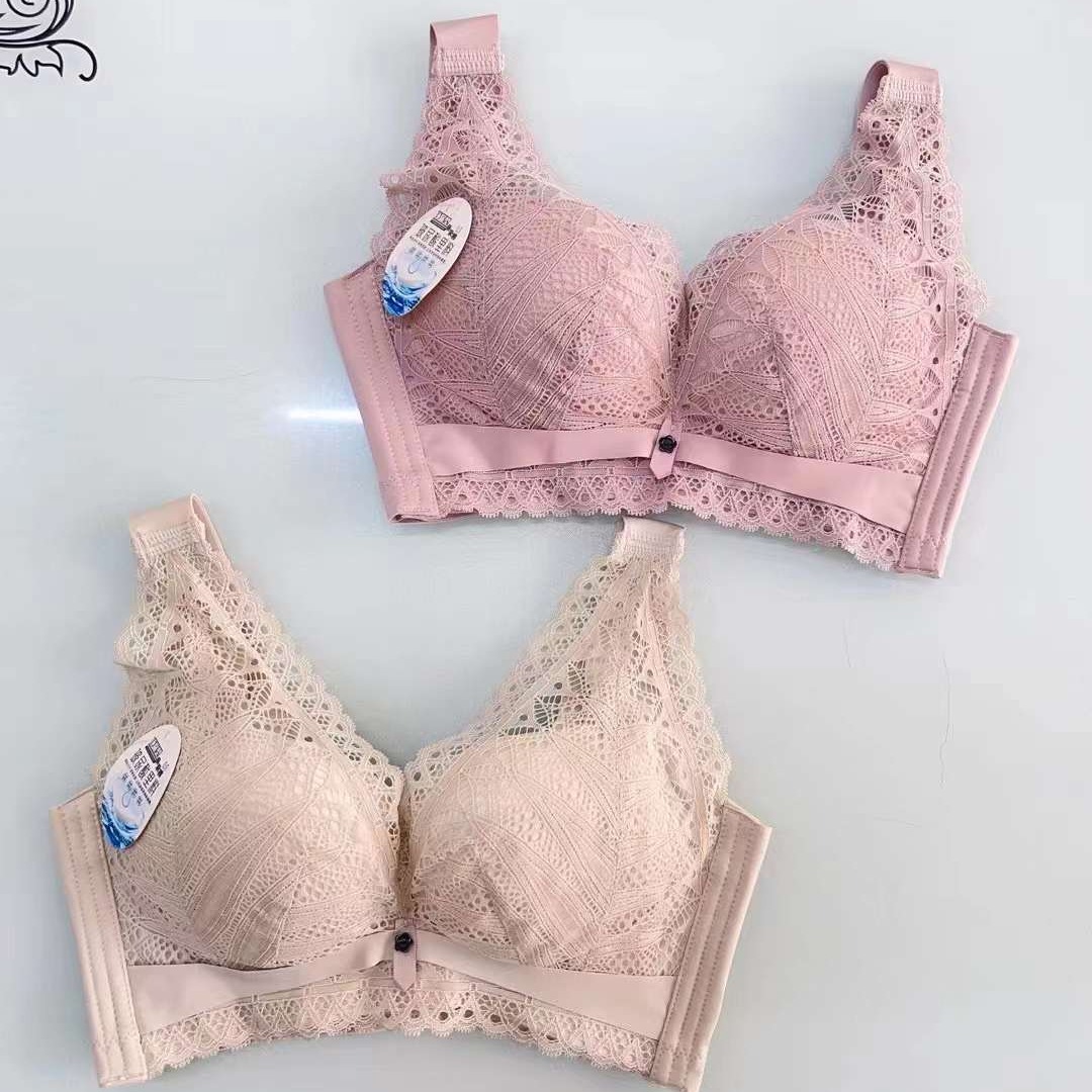 Nuevo sujetador de alta calidad de moda de encaje jacquard transpirable y cómodo ajuste lateral de pecho de cuatro botones ropa interior mujer image 4