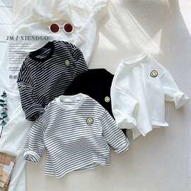 儿童长袖T恤男女童春秋韩版宽松打底衫宝宝秋季2023新款上衣弹力t