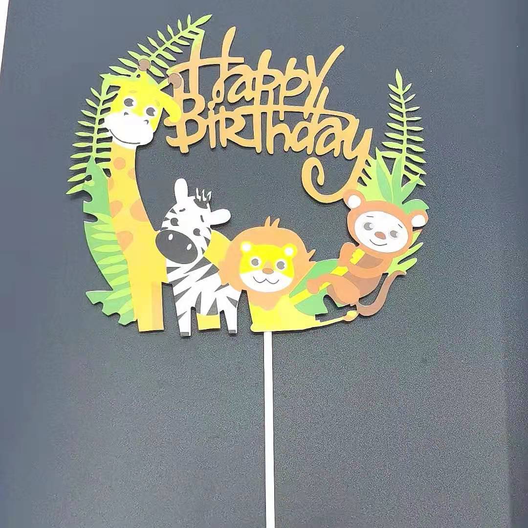 Toppers de pastel animales selva, girafa/león, fiesta infantil