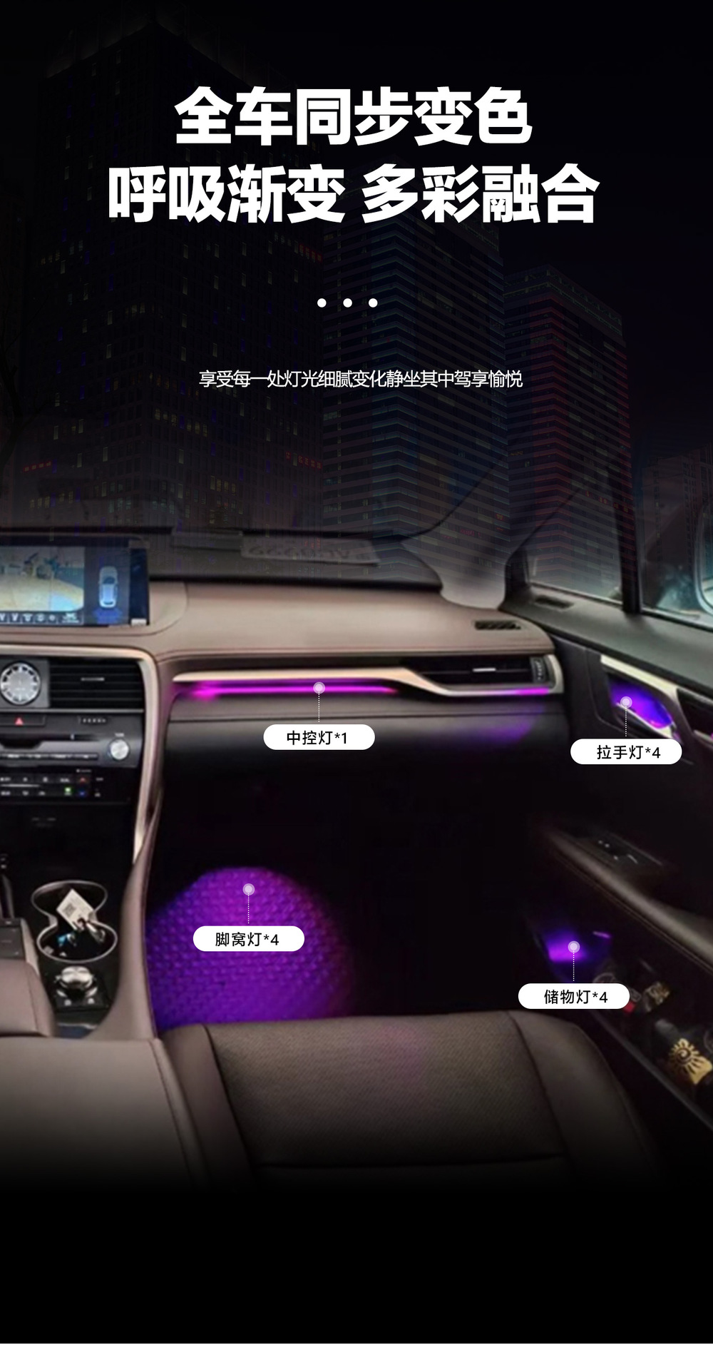 Car ambient lighting suitable for Lexus RX-2016-2021, Lexus ES ambient light